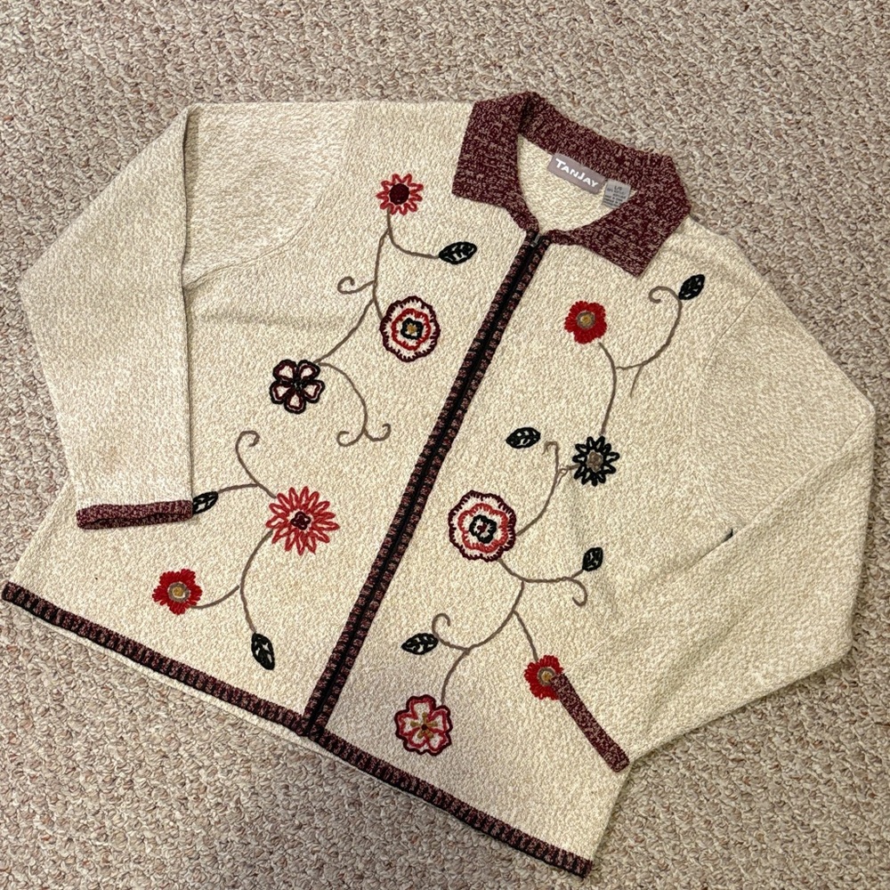 Embroidered floral sweater